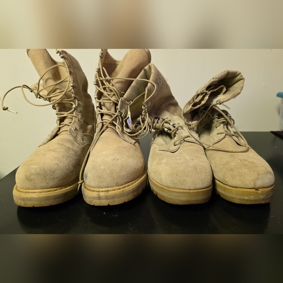 Beige Combat Army Boots, Two Pair Size 10 - Picture 2 of 8